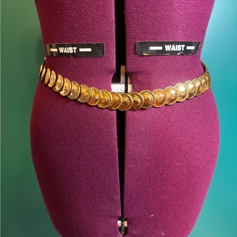 Gold Tone Disco Coin Stretchy Belt